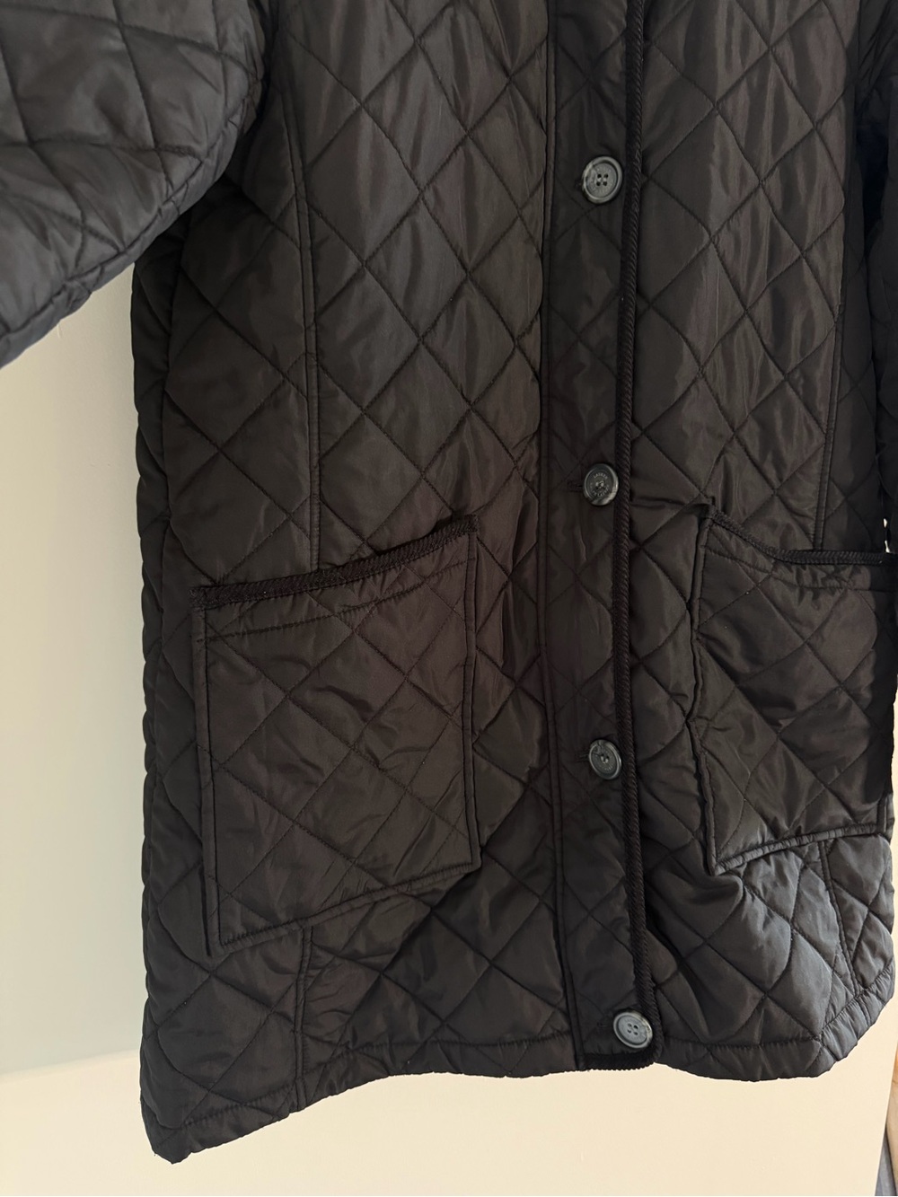 Lauren Ralph Lauren Women M Black Quilted Coat Faux Fur Hood Equestrian Lined - Picture 8 of 14